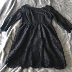 Black lacy three quarter length sleeve dress
